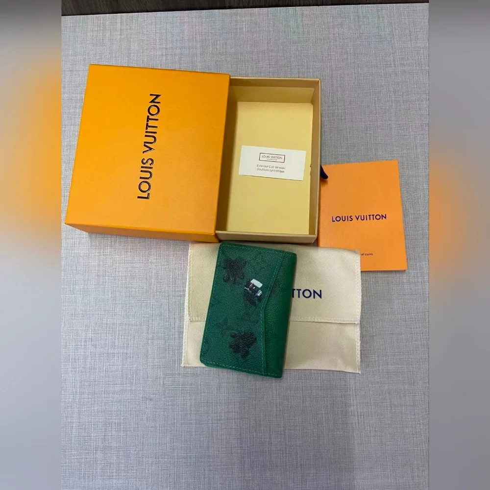 Louis Vuitton Green Floral Card Holder